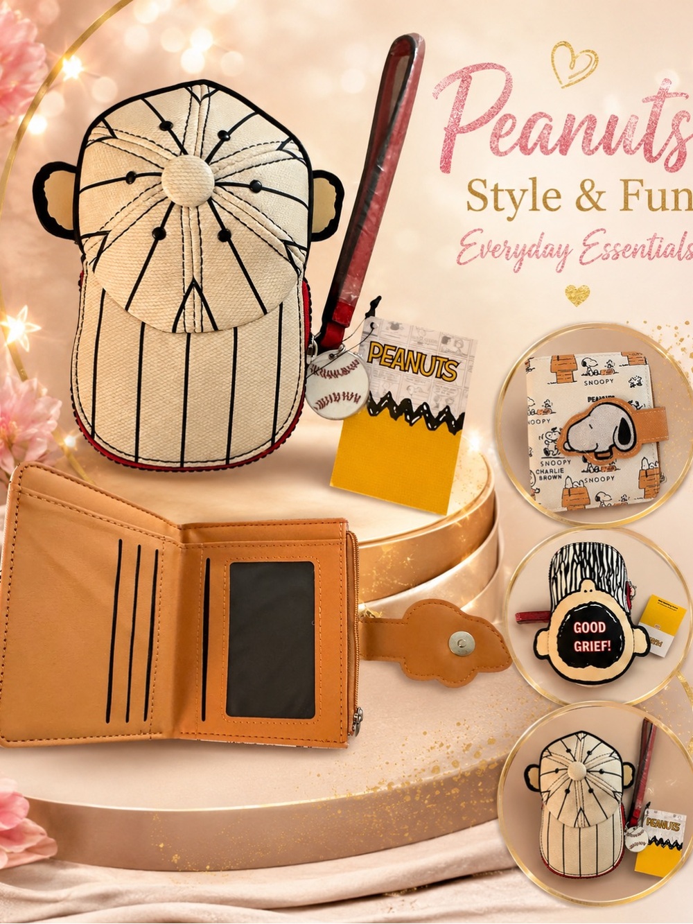 Peanuts Baseball Cap Wristlet-includes wallet